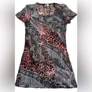 BKE Leopard Print Mesh Top